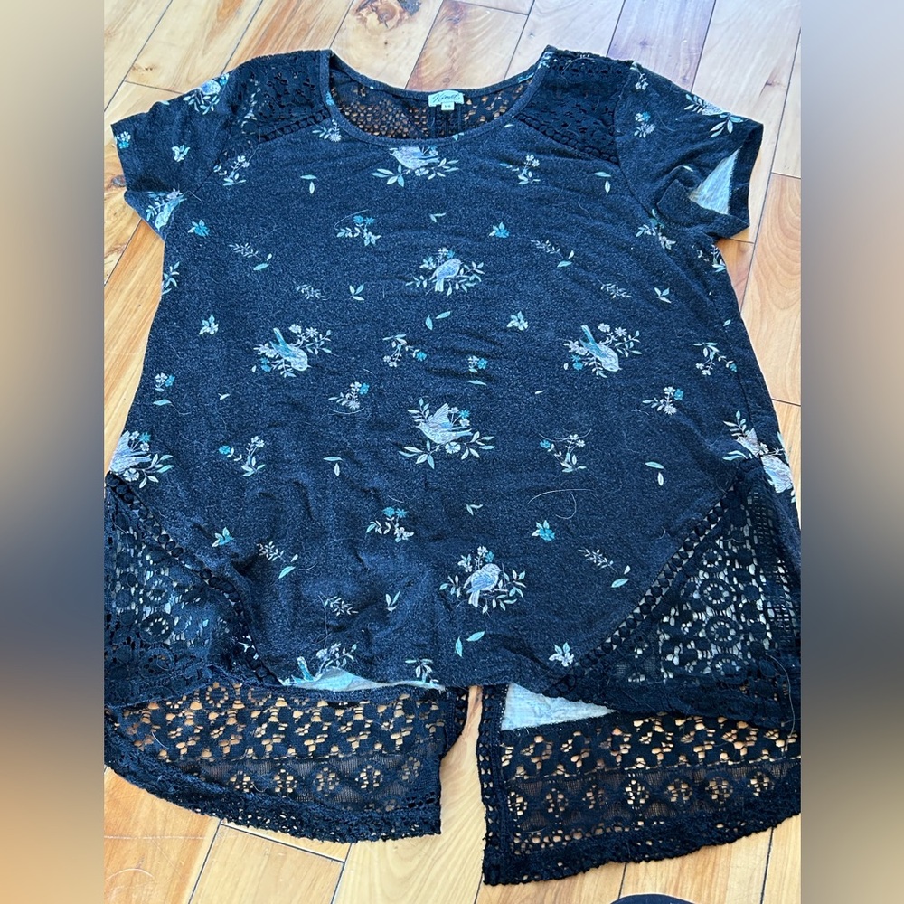 💥Kismet Black Floral Lace Short Sleeve Top